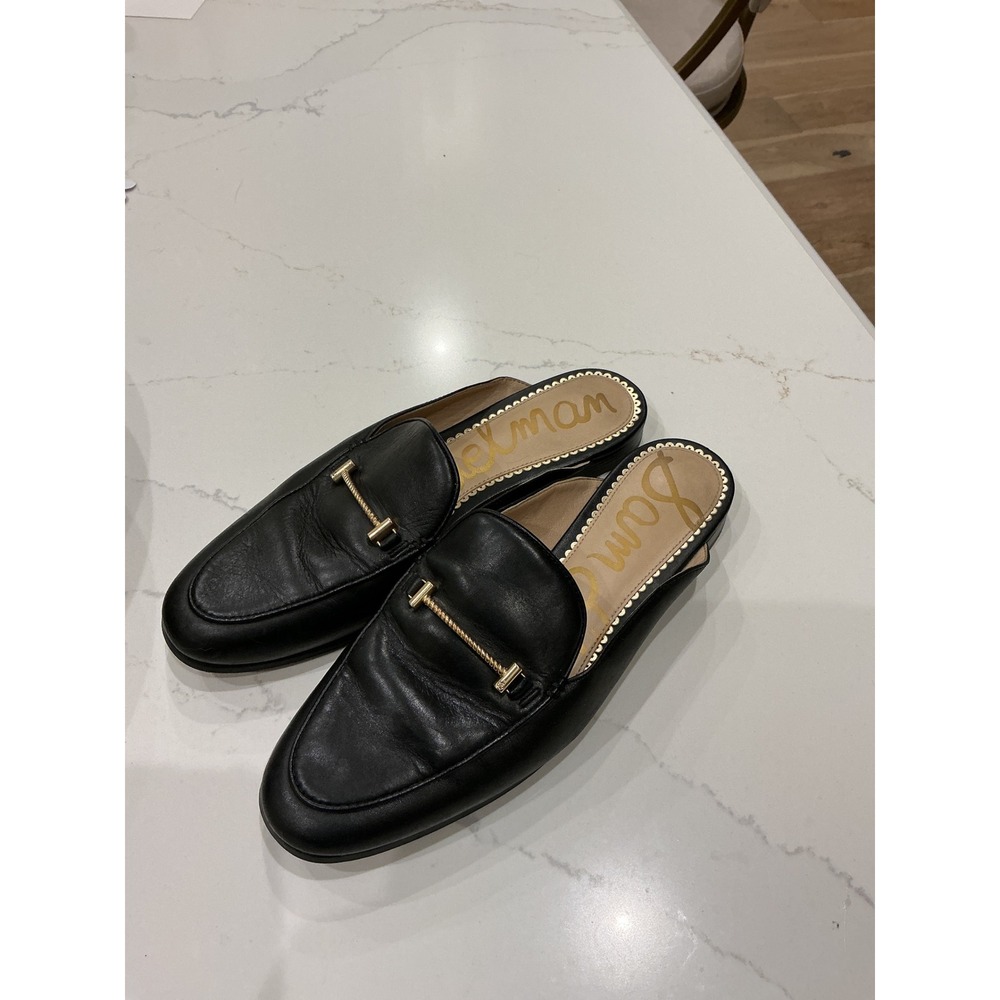 Sam Edelman Laurna Black Leather Bit Mule Loafers Flat Shoes Womens 7M